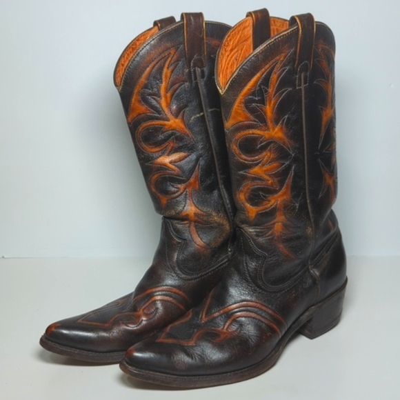Bottes de cowboy vintage ACME pour hommes des années 1960-70 avec embouts en J, talons de marche, fabriquées aux États-Unis, taille homme 9-1/2 E, taille femme 11 - Canada